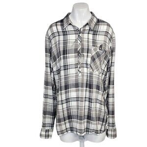 Kuhl Womens Spektra Plaid Top Roll Sleeve Size  Large Tencel